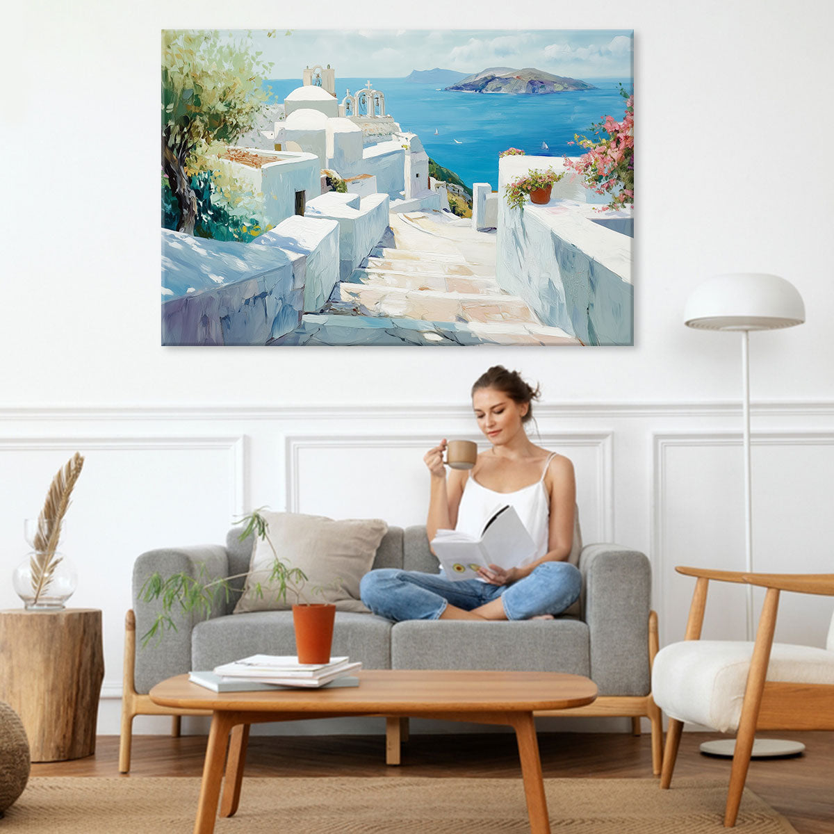 Santorin Mediterranean Art Canvas Artwork