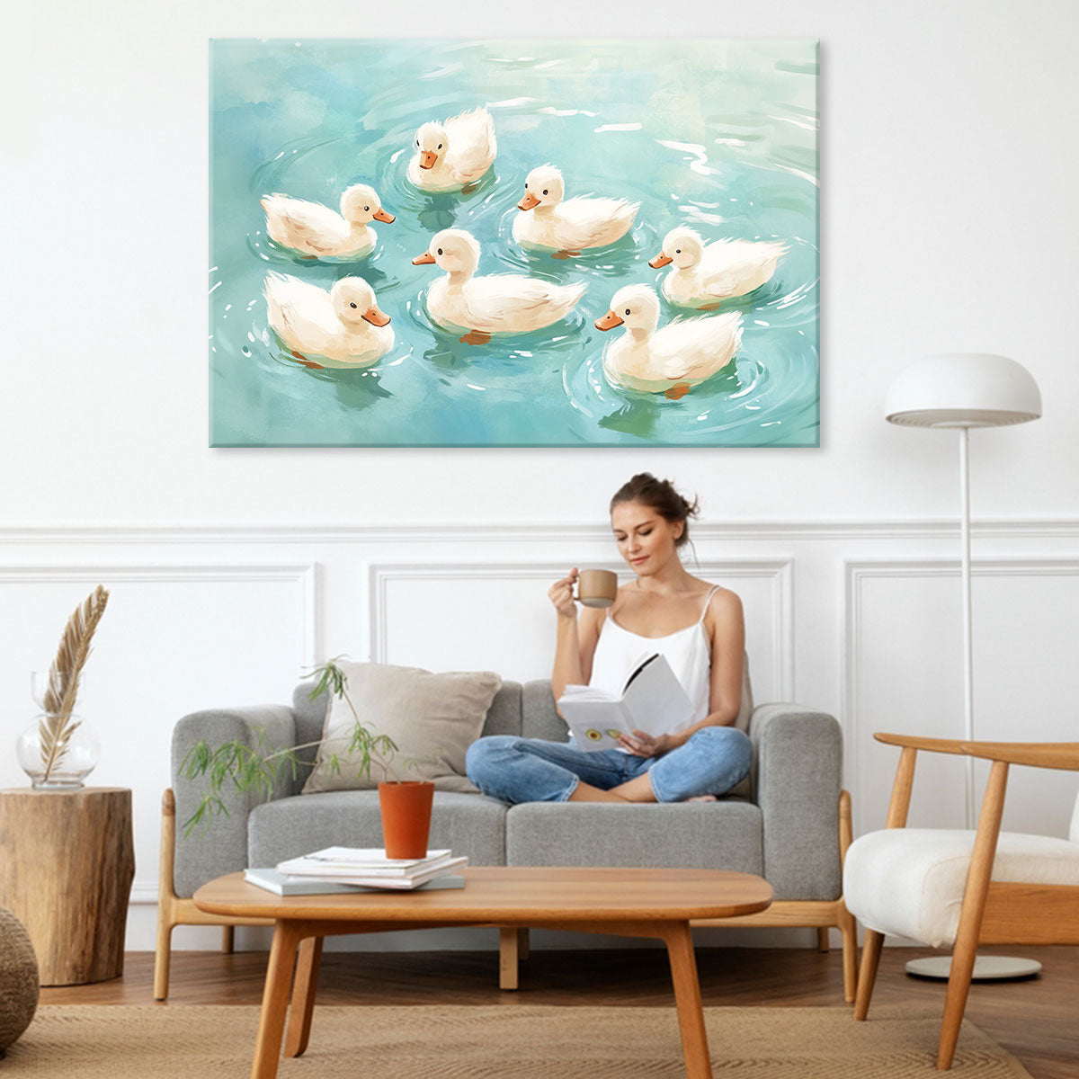 Canvas Duck Painting Pond Nature Artwork