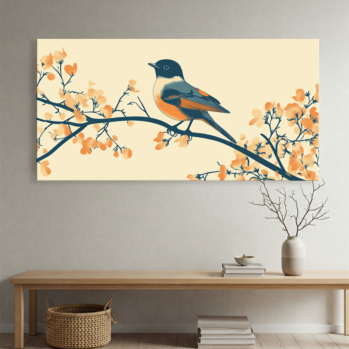 Bird On Branch Modern Wall Artwork
