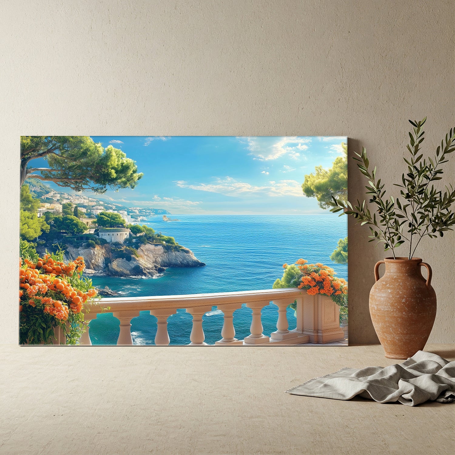 Panoramic Villa View With Sea Breeze Canvas Wall Art