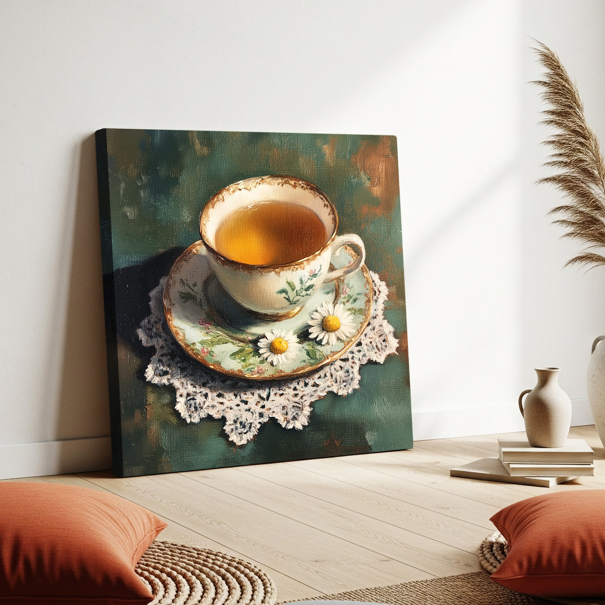 Delicate Teacup Oil Painting Fine Art Canvas Print