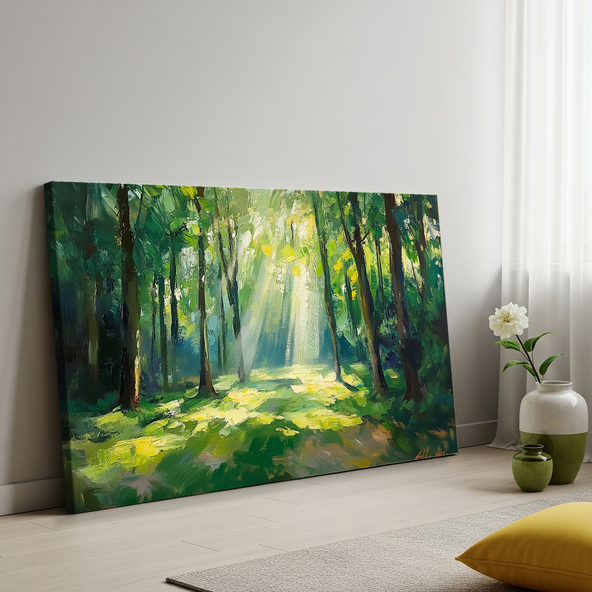 Lush Green Forest Fine Art Oil Canvas Wall Art