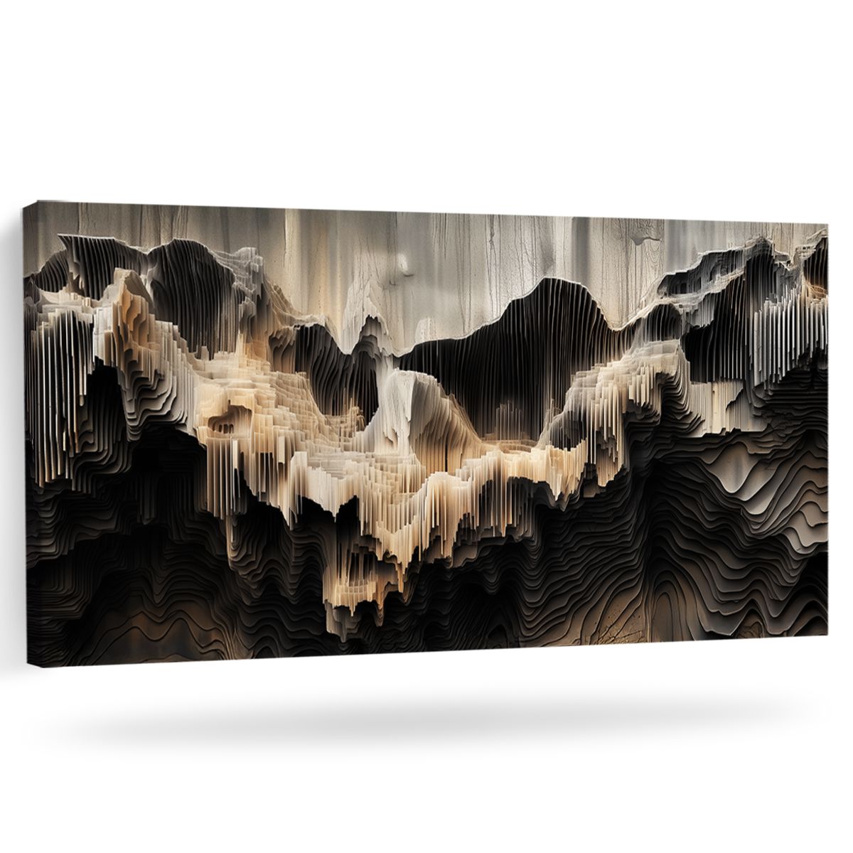 Textured Mountain Landscape Abstract Canvas Wall Art for Living Room