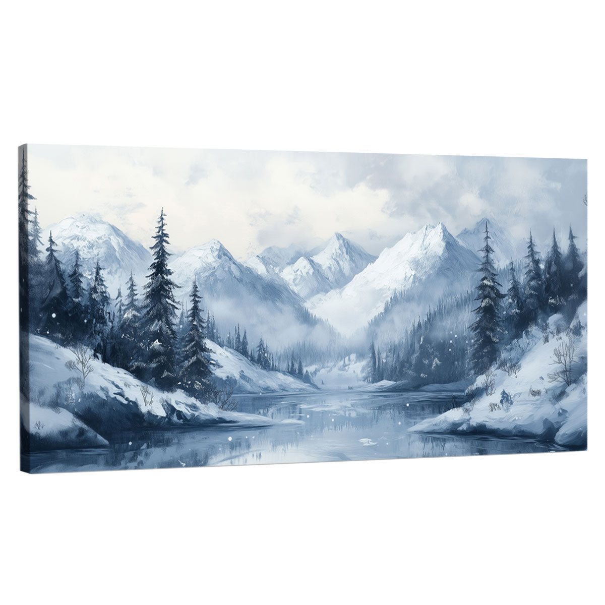 Monochromatic-Toned Winter Mountain Wall Art