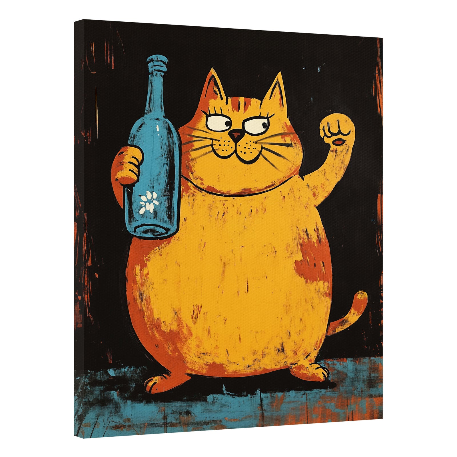 Drunk Fat Cat Modern Wall Artwork