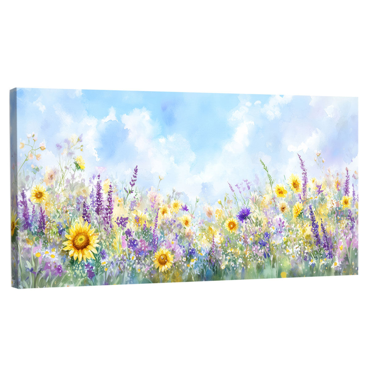 Wildflower Meadow Bloom – Watercolor Botanical Canvas Wall Art