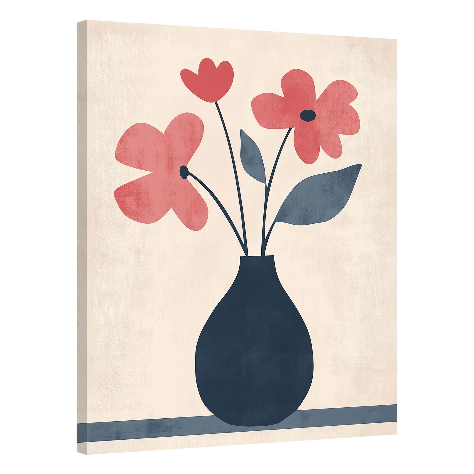 Vase with Flowers - Watercolor Minimalist Canvas Wall Art