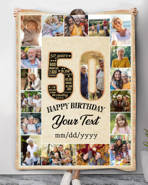 Happy 50th Birthday Mom From Daughter Personalized Blanket With Photos