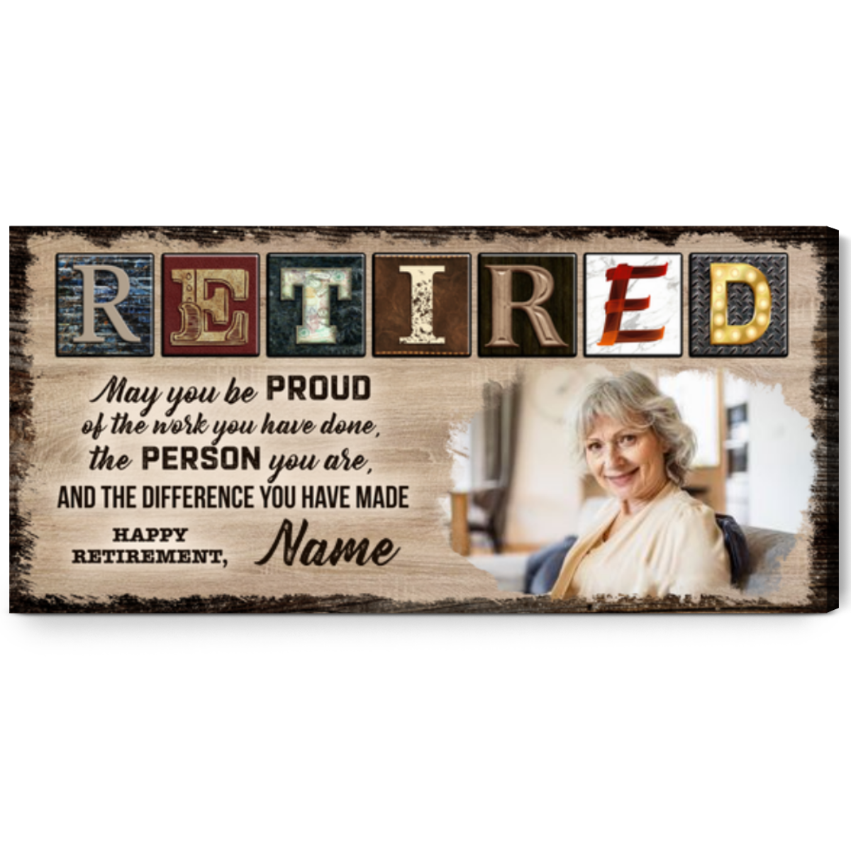 Personalized Happy Retirement Canvas Wall Art 