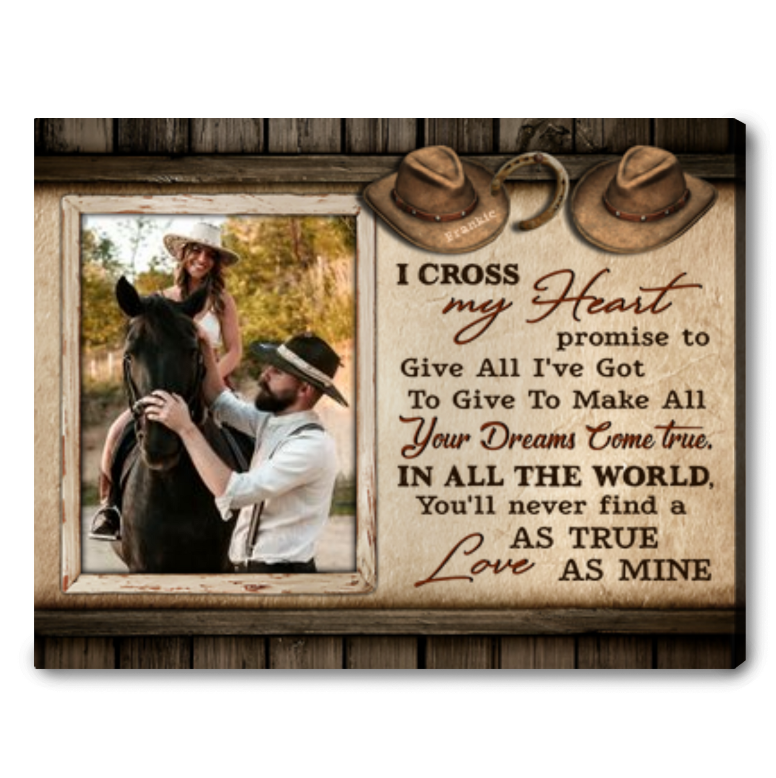  Personalized Cowboy Hat Canvas Gifts For Couple Love Horse Wall Art Decor