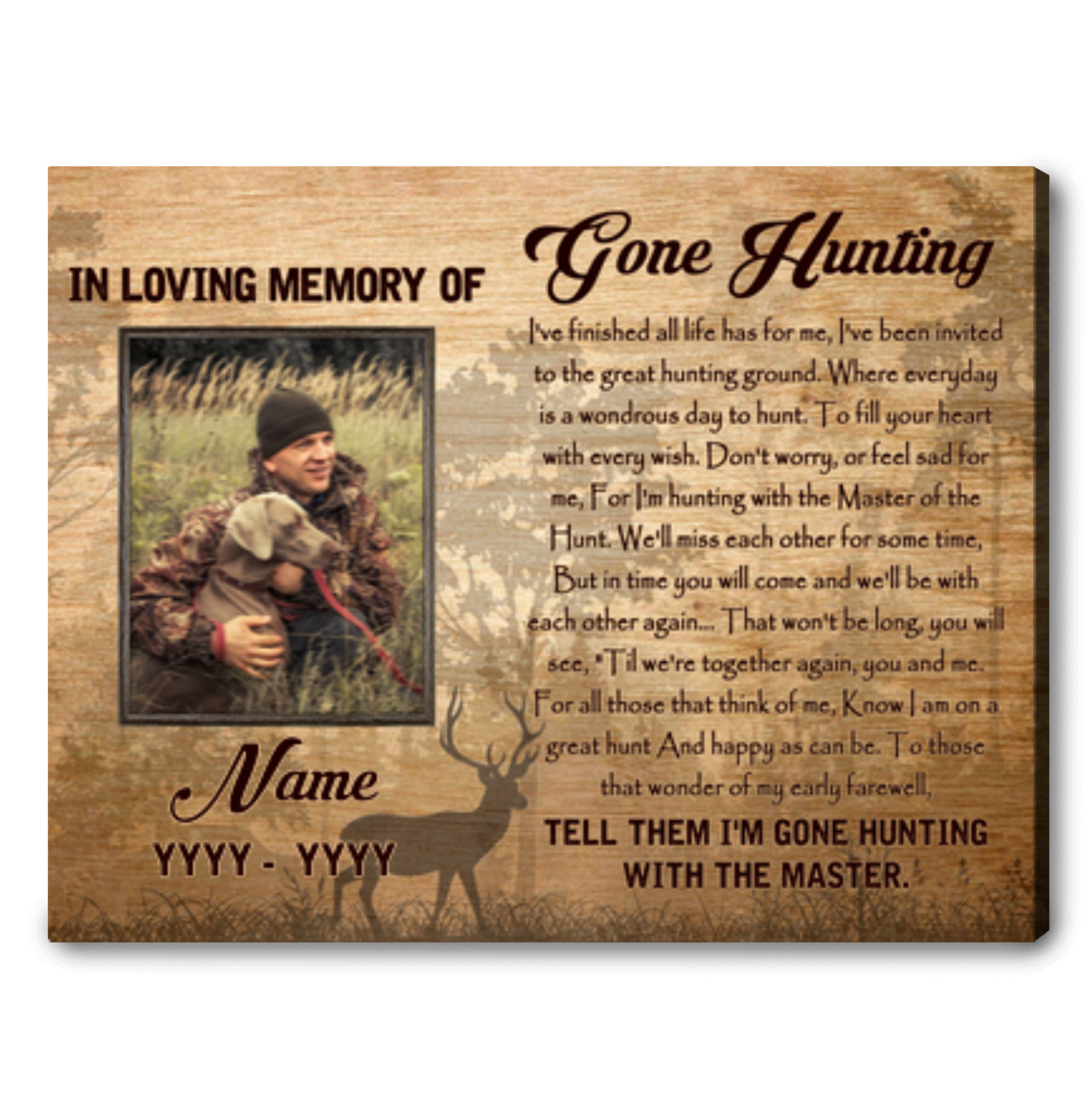 Personalized Memorial Gone Hunting Canvas Sympathy Gift For Hunter
