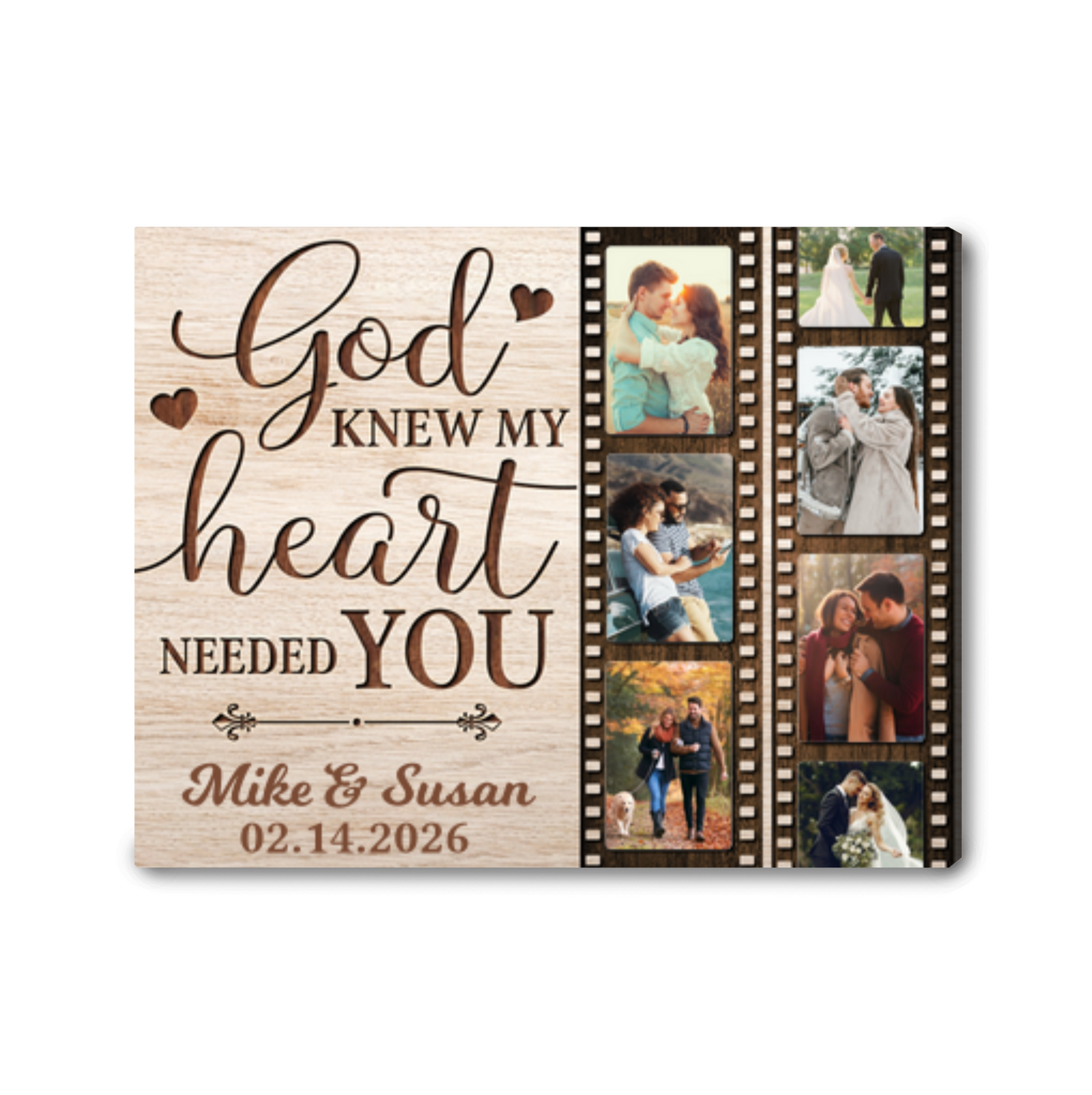 My Heart Needed You Personalized Film Strip Canvas Photo Print