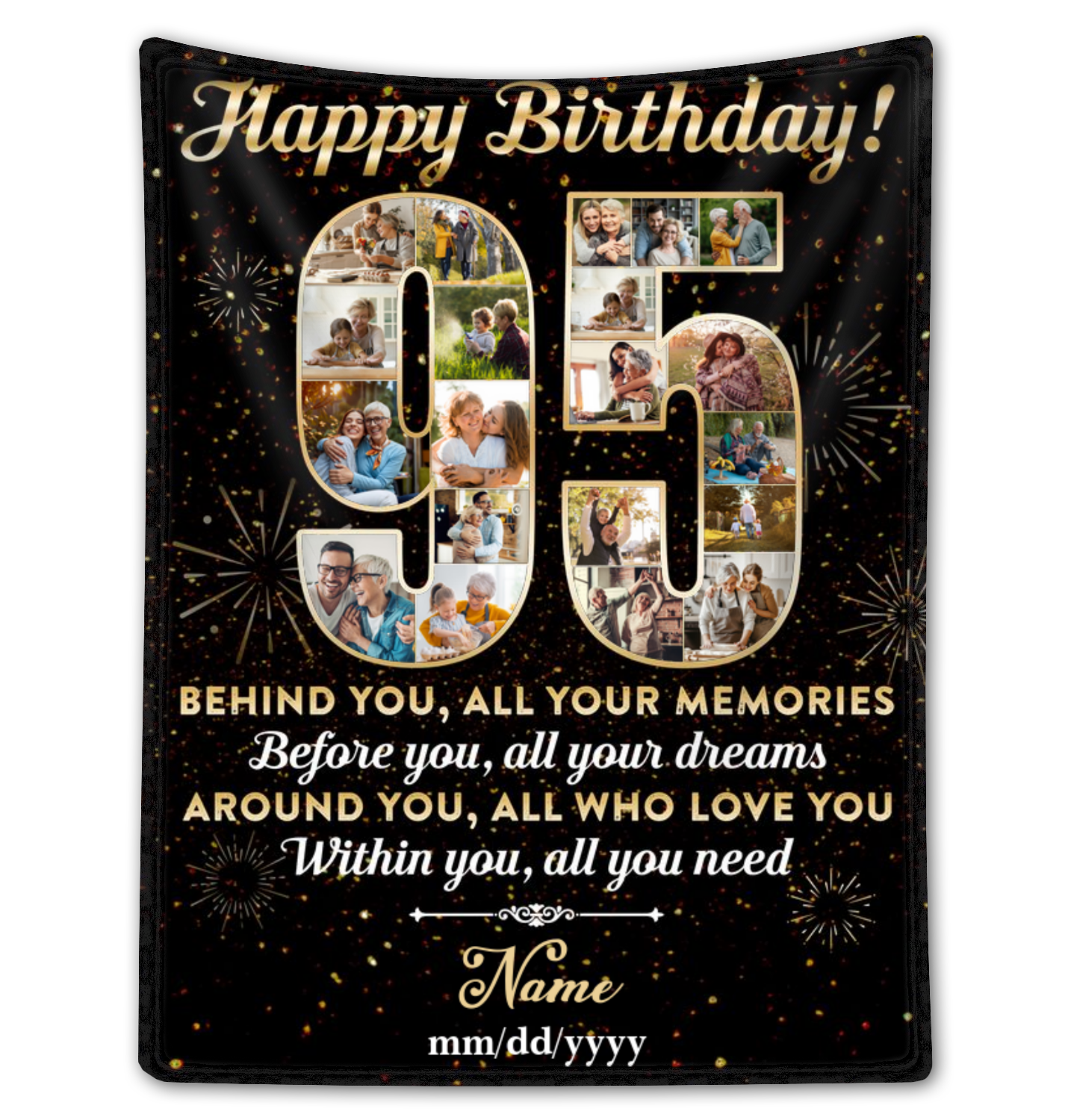 Personalized Photo Collage 95th Birthday Blanket Best 95th Birthday Gift Idea