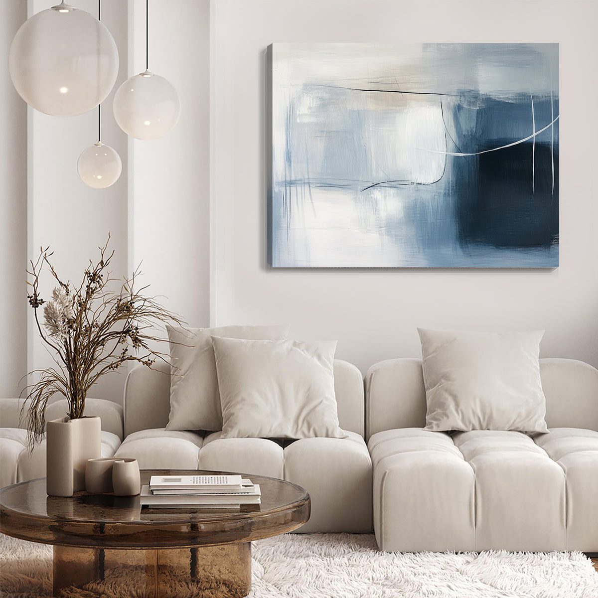 Muted Gray Abstract Canvas Wall Art – Calming Minimalist Painting