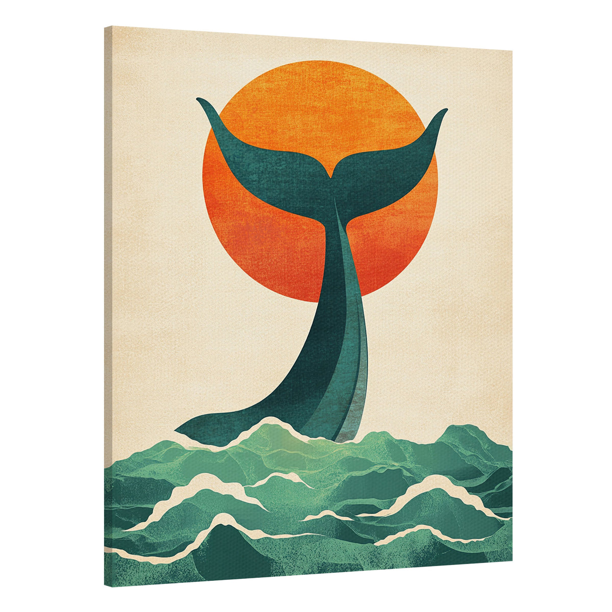 Whale Tail Under Sunset Abstract Wall Art