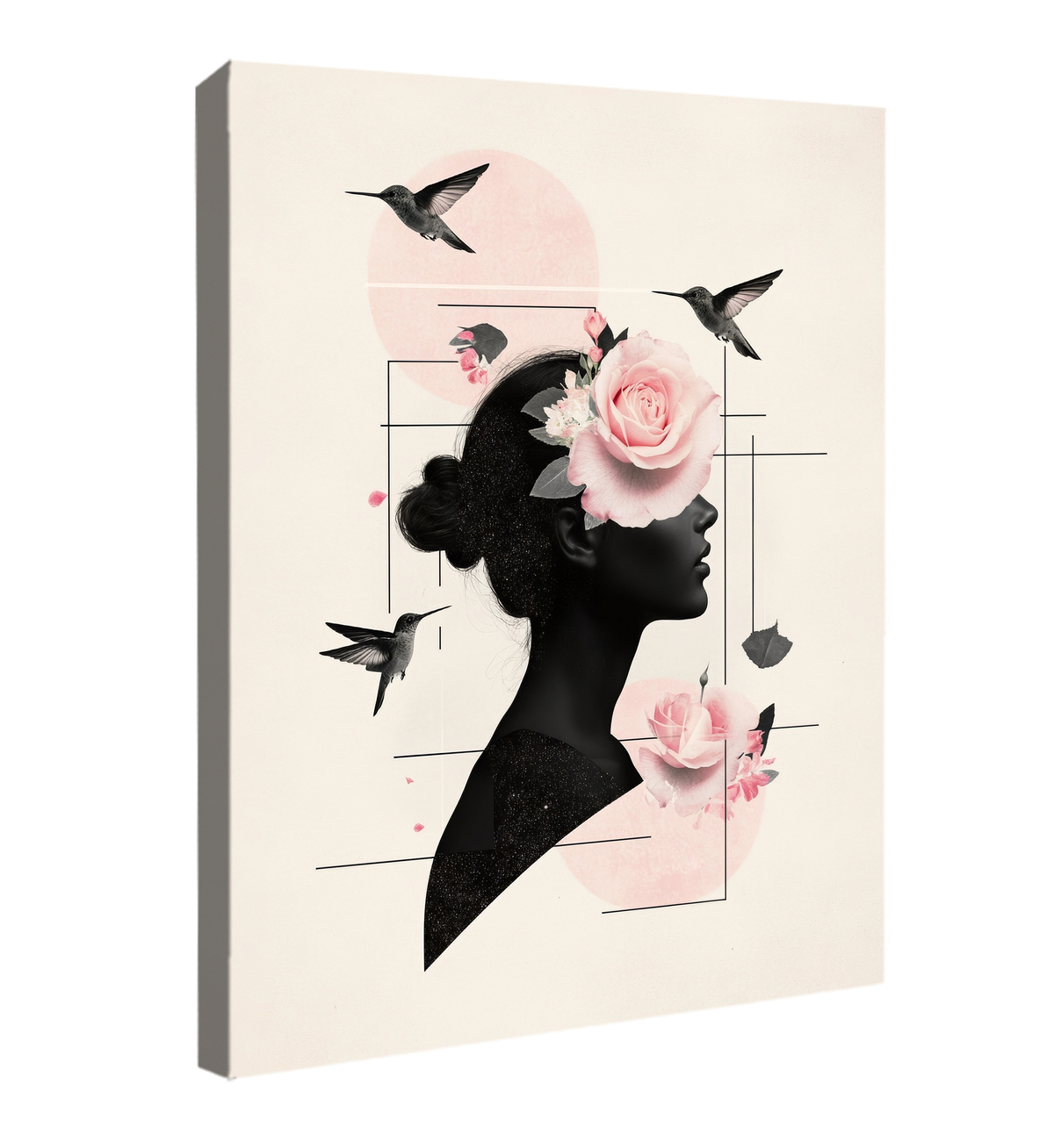 Crimson Rose Muse - Elegant Minimalist Canvas Wall Art