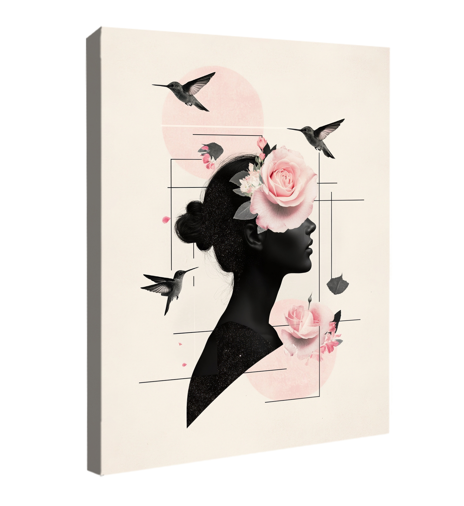 Crimson Rose Muse - Elegant Minimalist Canvas Wall Art