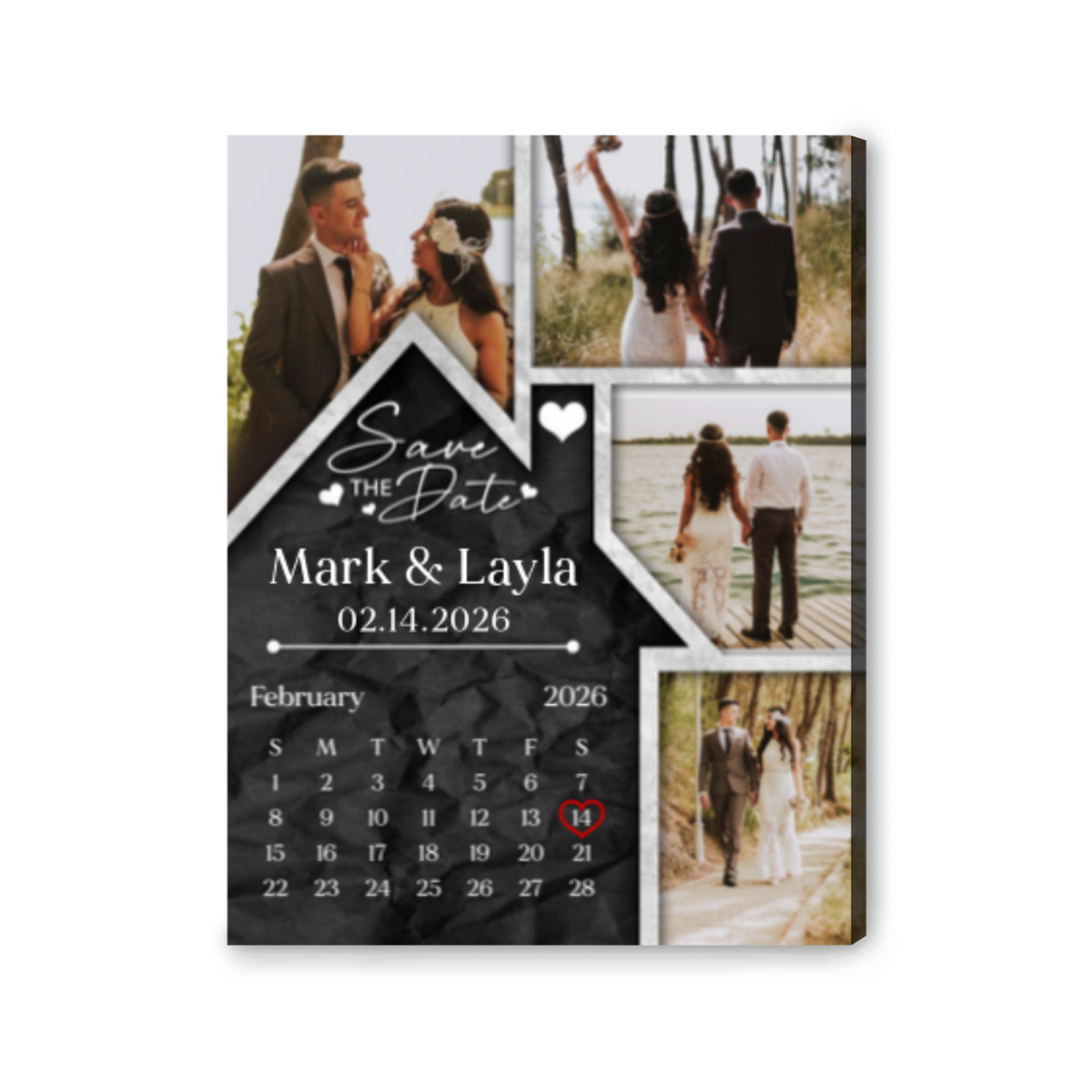  Save The Date Personalized Wedding Canvas Print Gift for Couple