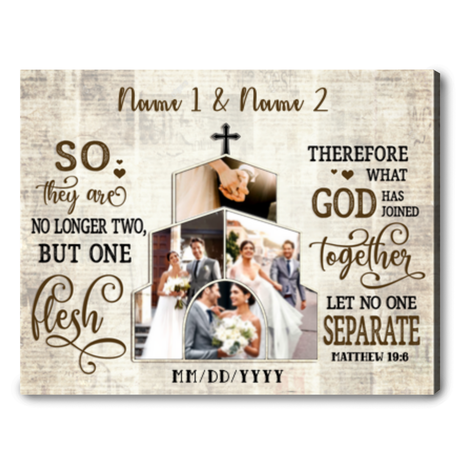Personalised Wedding Gift For Bride And Groom Photo Collage Canvas Print Christian Wedding Poem