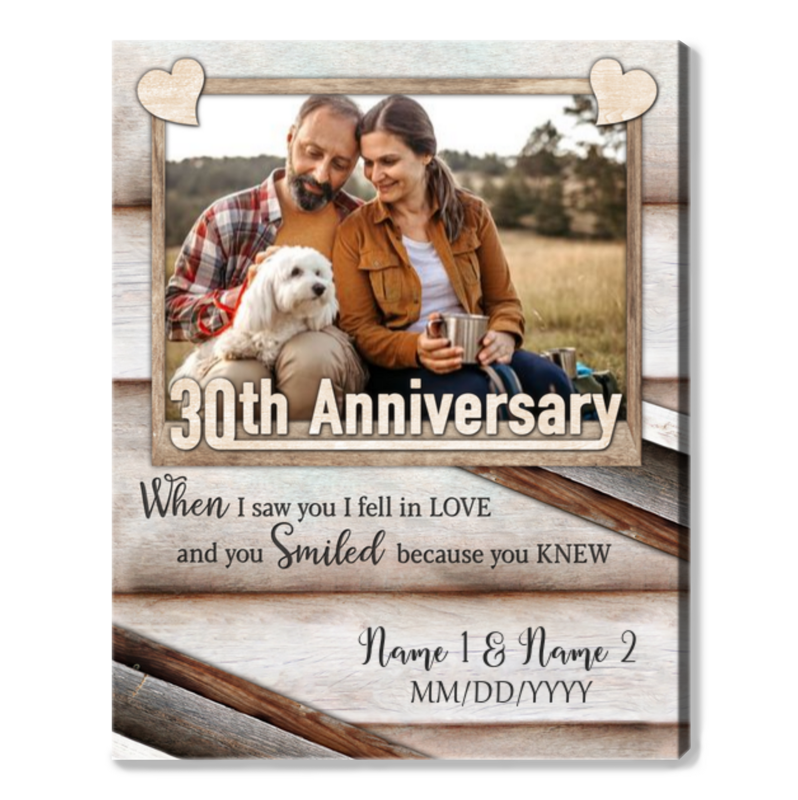 Happy 30th Wedding Anniversary Custom Photo Canvas Print