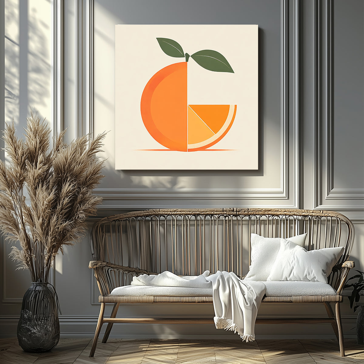 Modern Geometric Orange Slice Canvas Minimalist Wall Art For Your Kitchen