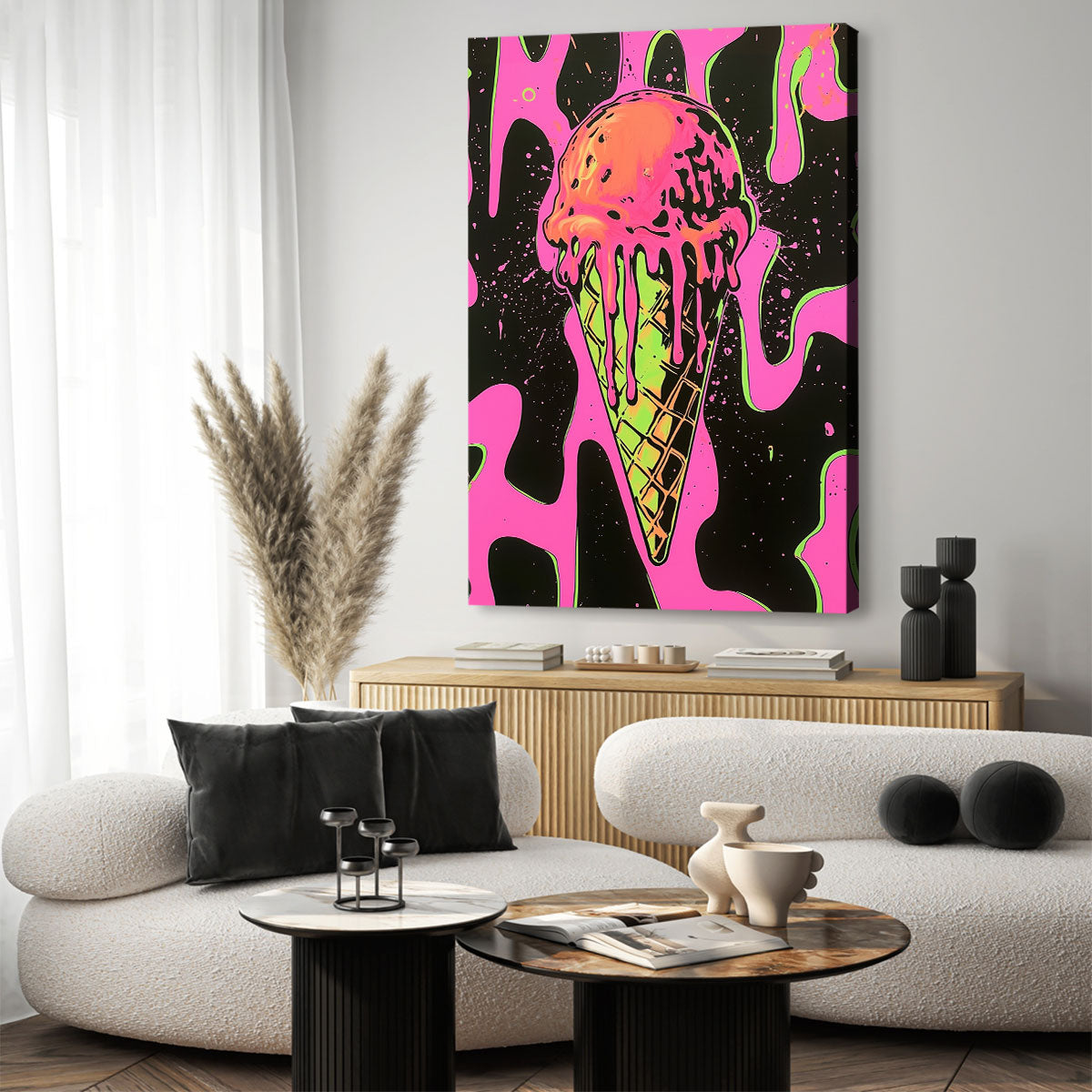 Pop Art Ice Cream Cone Canvas Wall Art