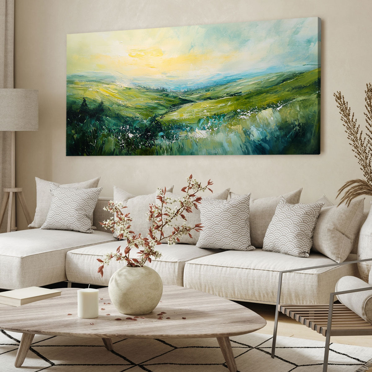 Abstract Green Landscape Rolling Hills