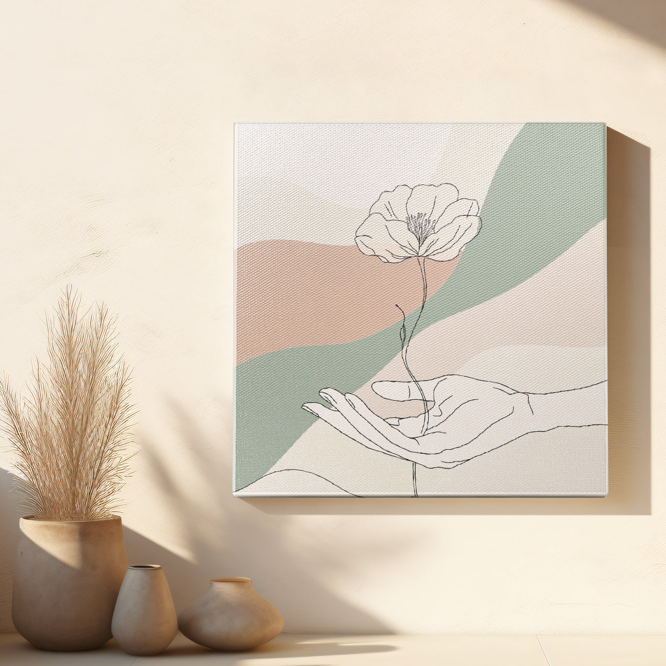 Gentle Touch Minimalist Line Art Canvas Print
