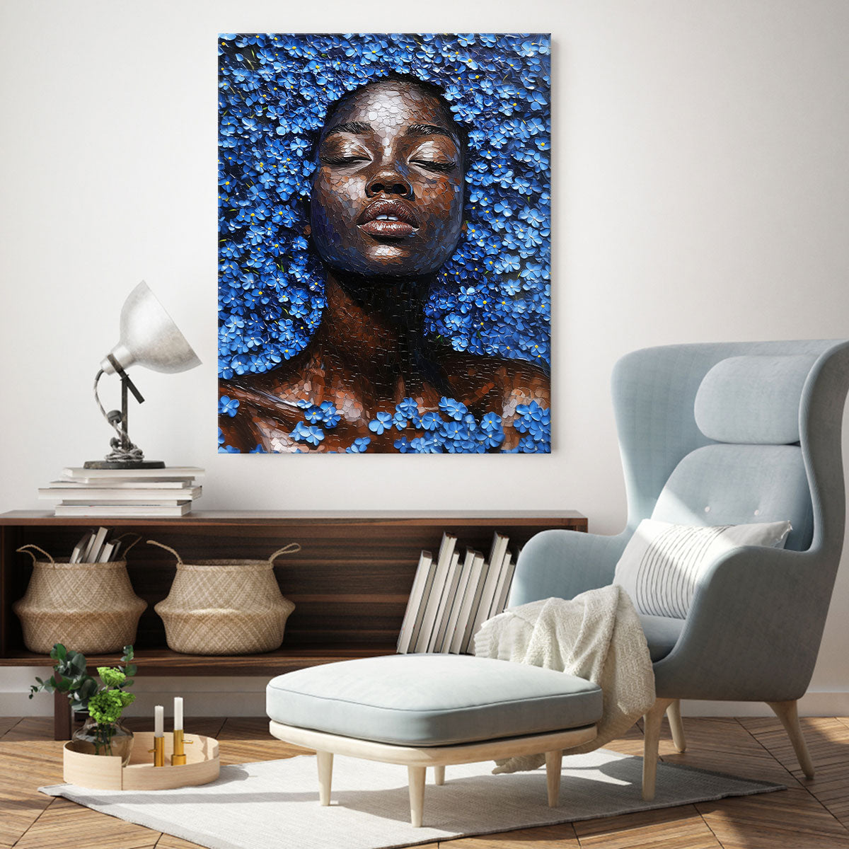 Sapphire Muse In Blossoms Fine Arts Print