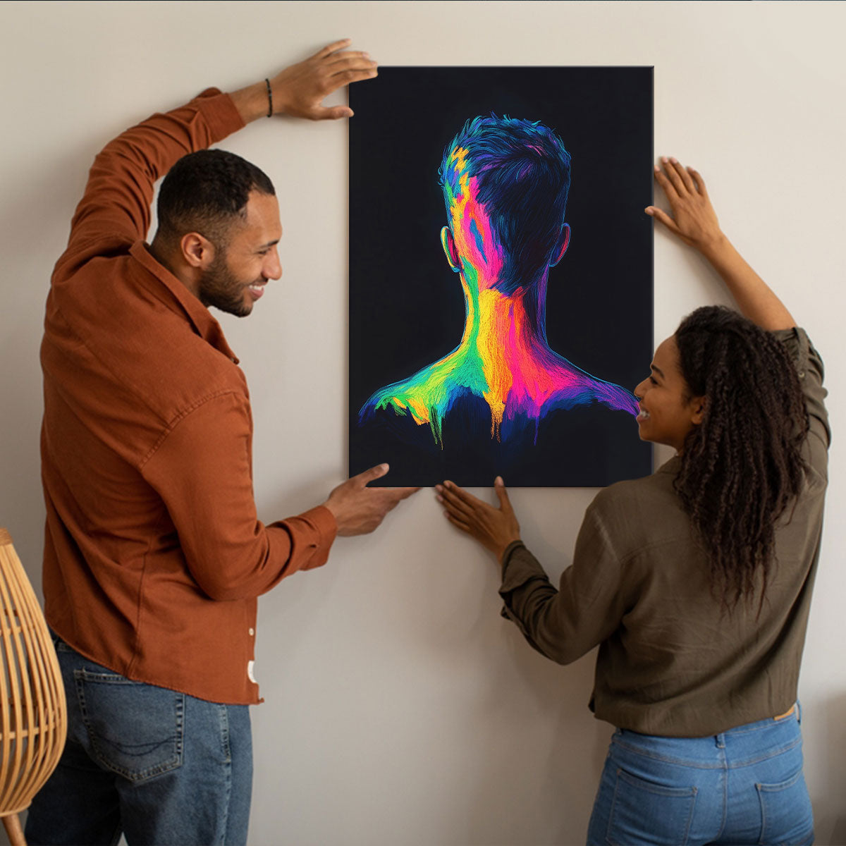 Pop Art Man Back Portrait Canvas Wall Art