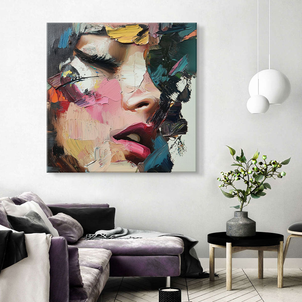 Abstract Textured Woman Portrait Canvas Wall Art