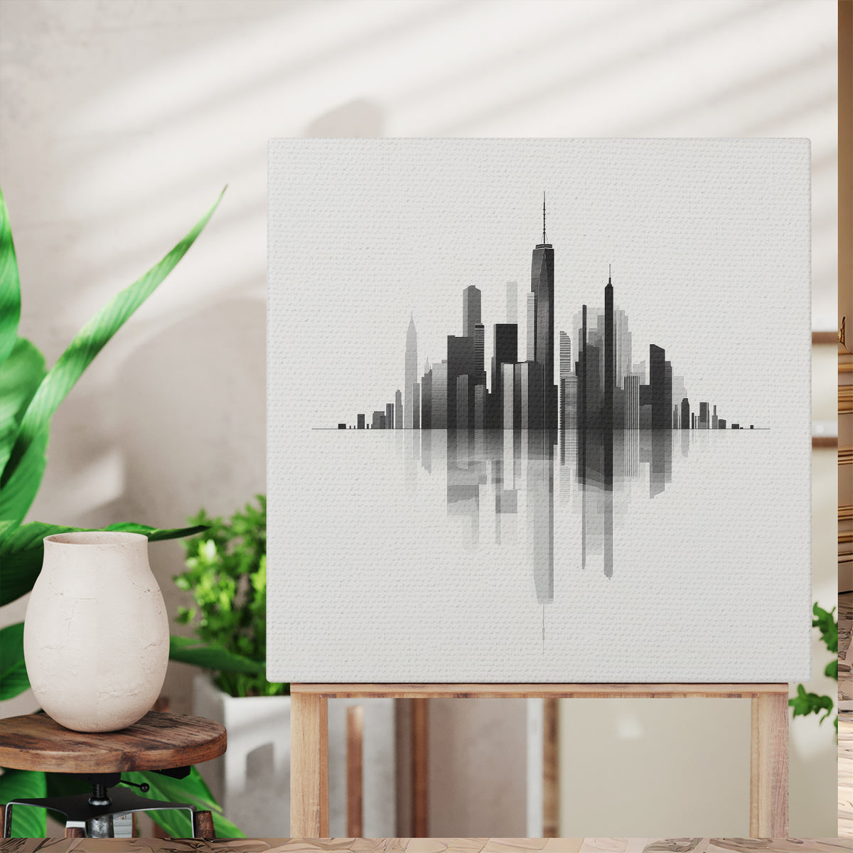 City Skyline Minimalist Canvas Wall Art