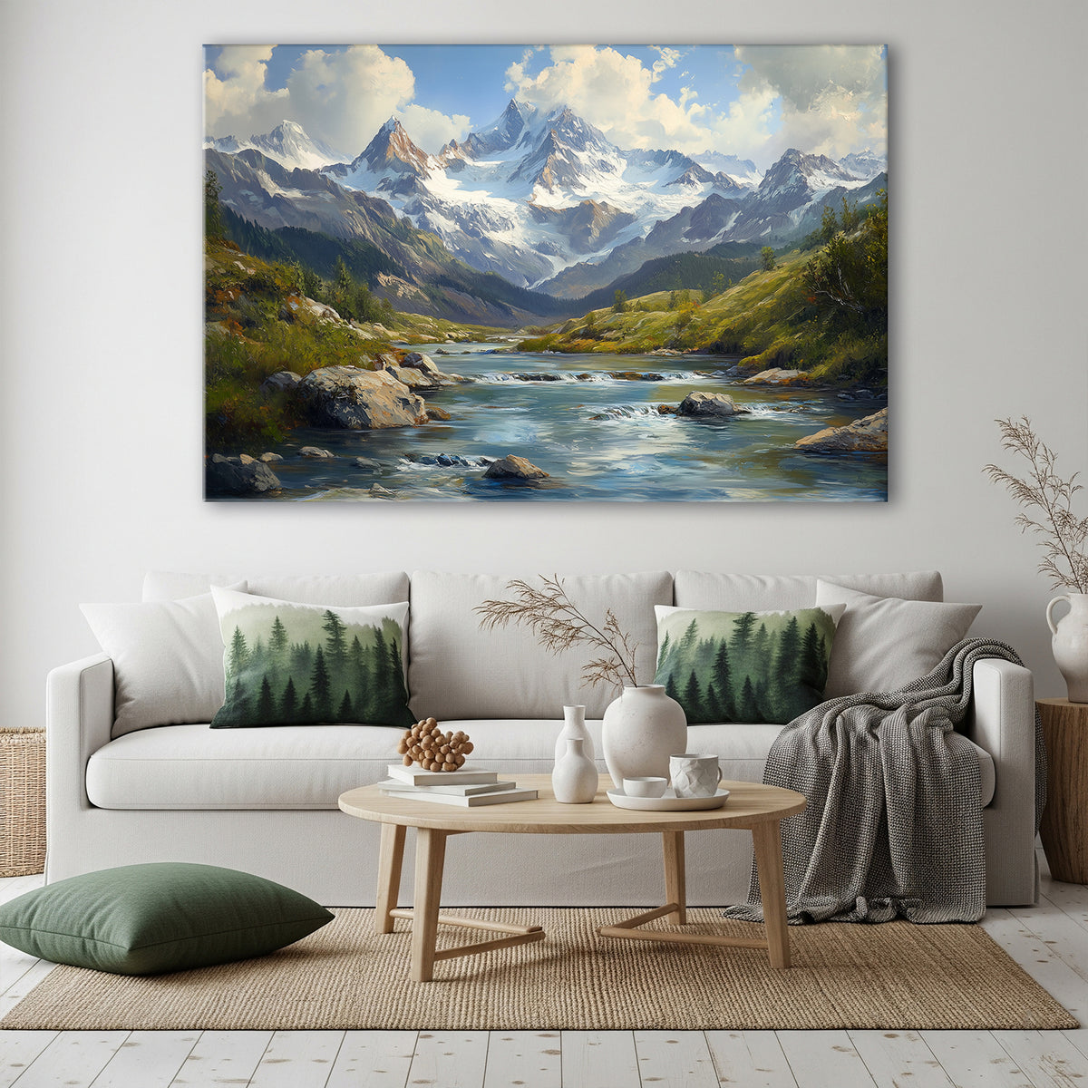 Mountain Landscape Fine Art Oil Painting Canvas Print