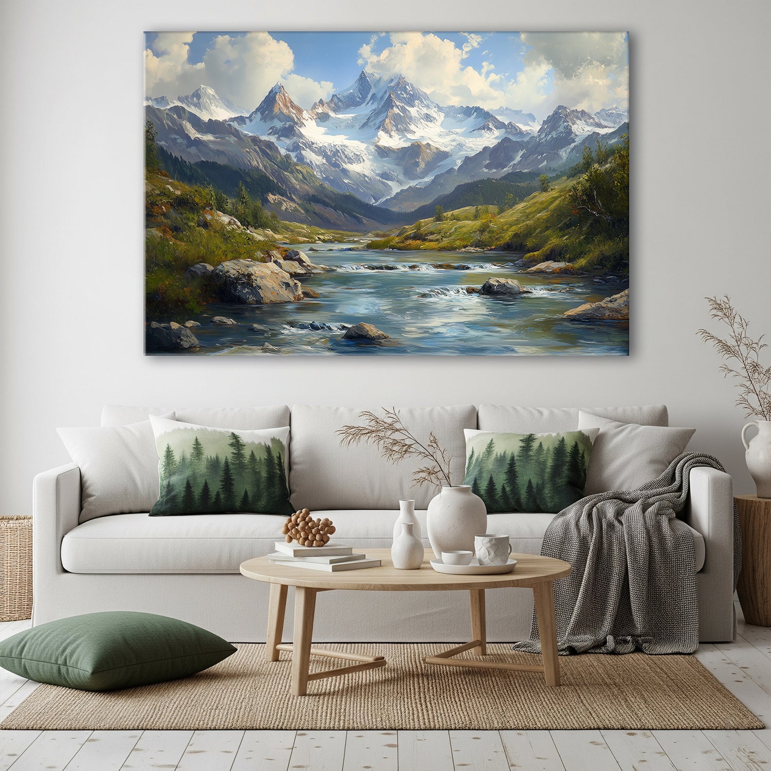 Mountain Landscape Fine Art Oil Painting Canvas Print