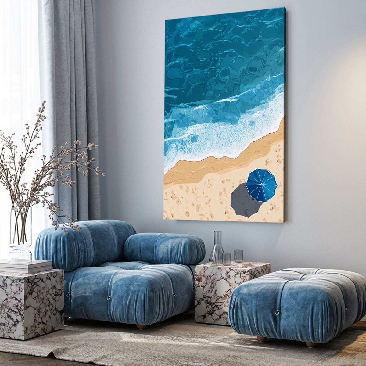 Calming Beach Wall Art Aerial Canvas