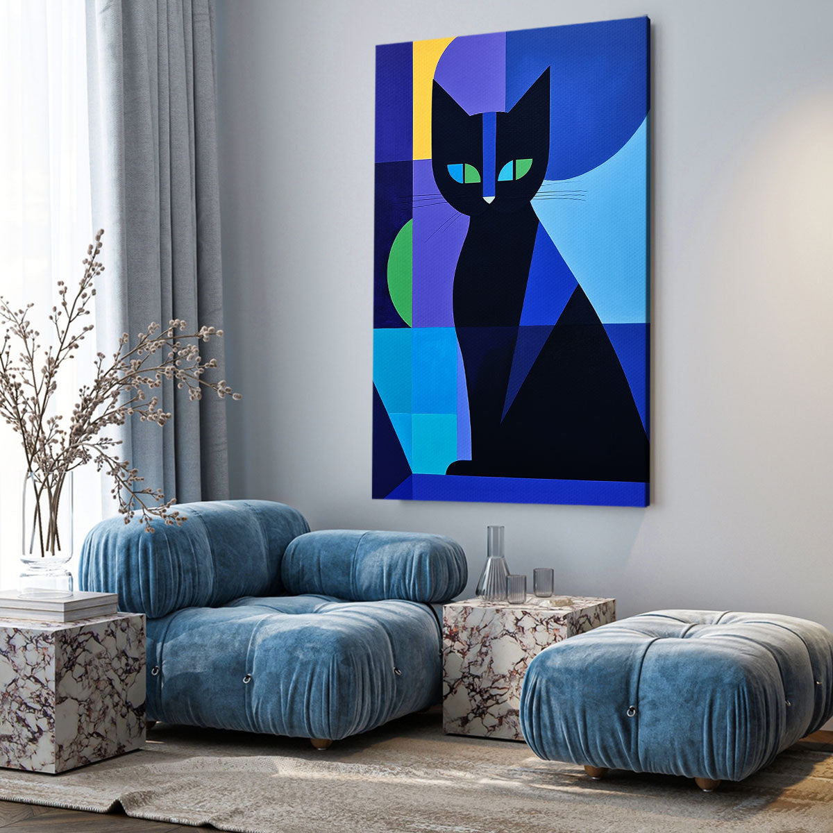 Geometric Art Cat Animal Wall Art Decor