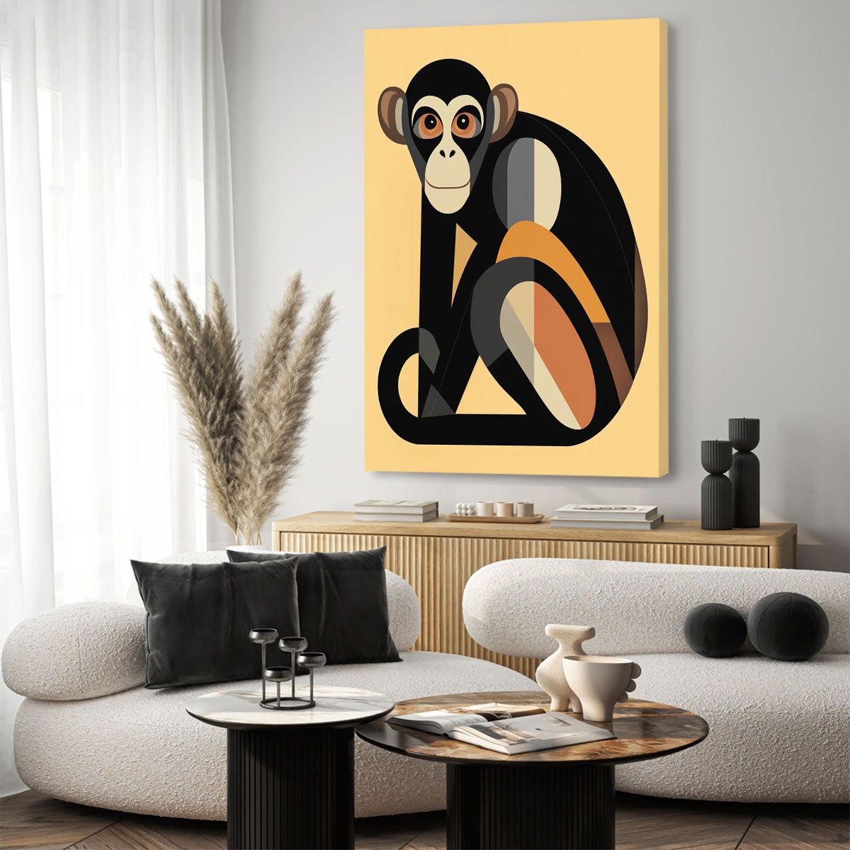 Geometric Art Monkey Canvas Wall Art