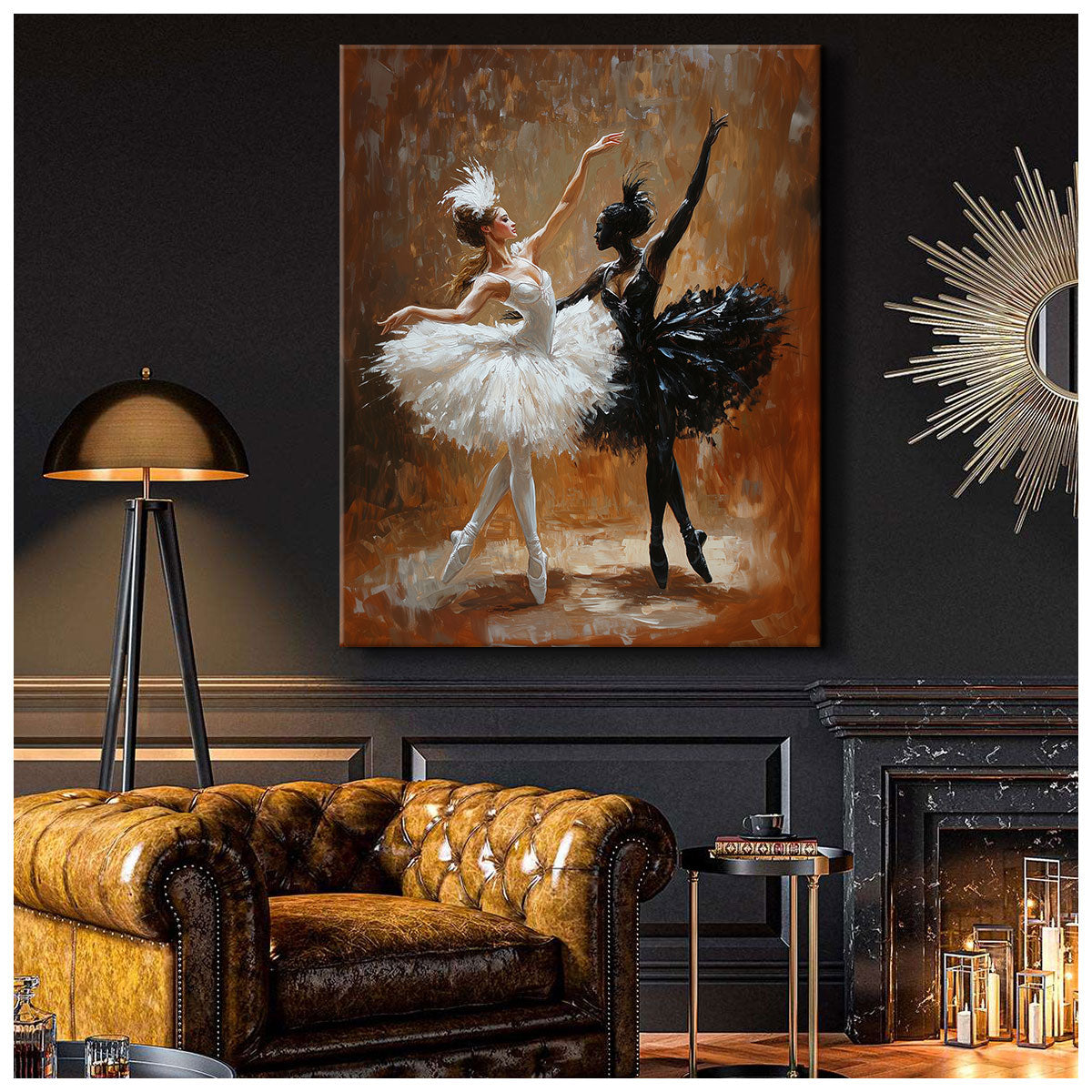 Swan Lake Ballet Dancers Oil Painting Canvas Wall Art