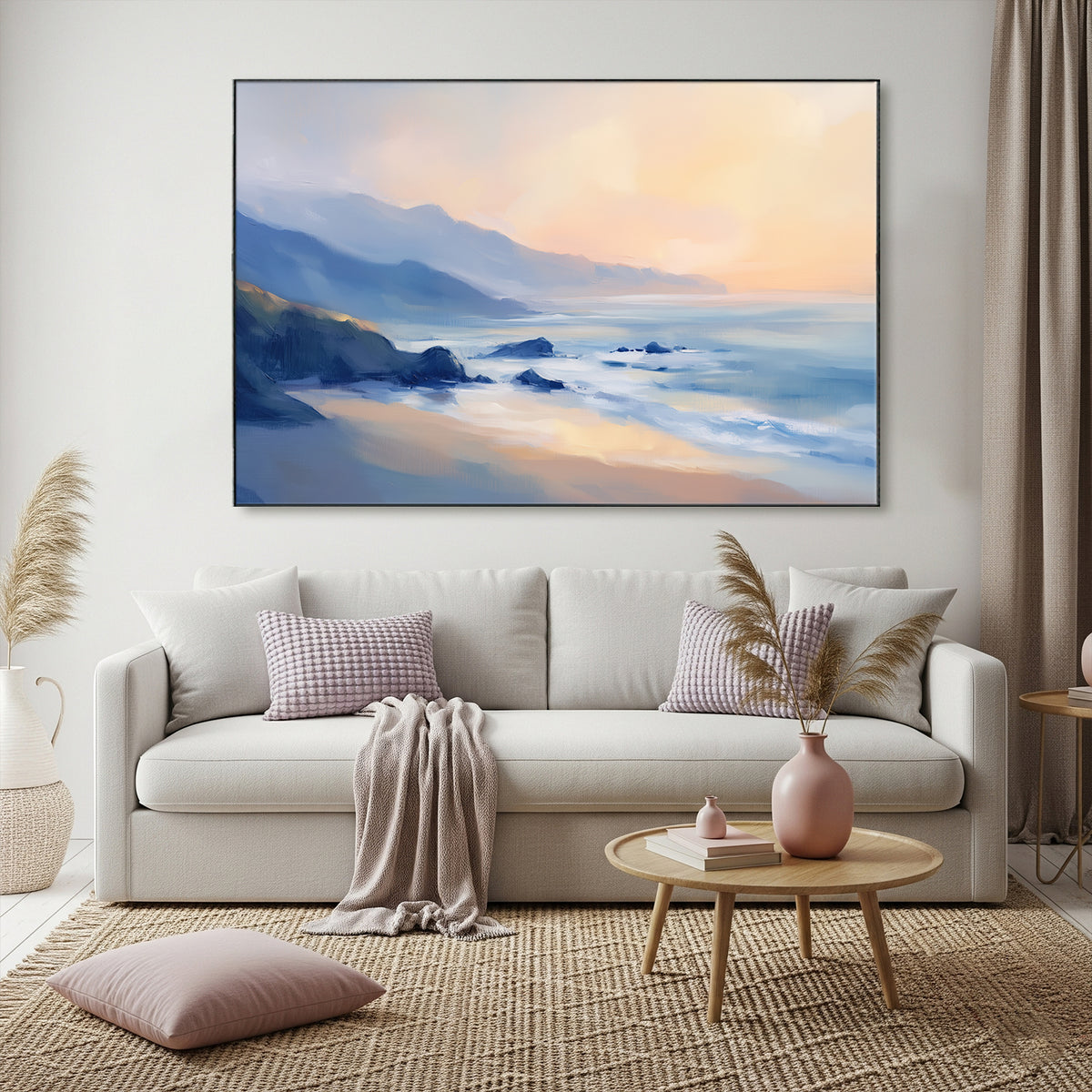 Serene Coastal Landscape Fine Art Oil Style Canvas