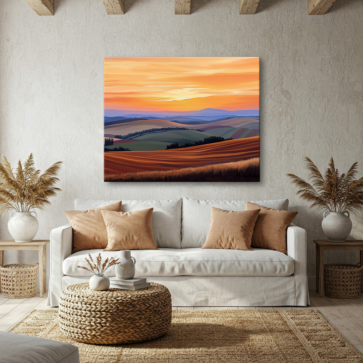 Fine Art Canvas of Rolling Hills and Golden Fields