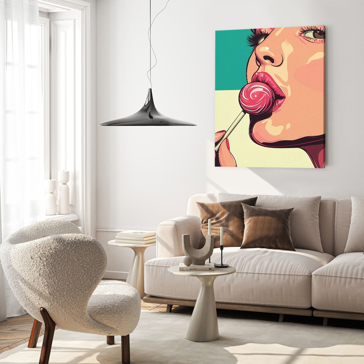 Pop Art Lollipop Girl Canvas Vintage Artwork