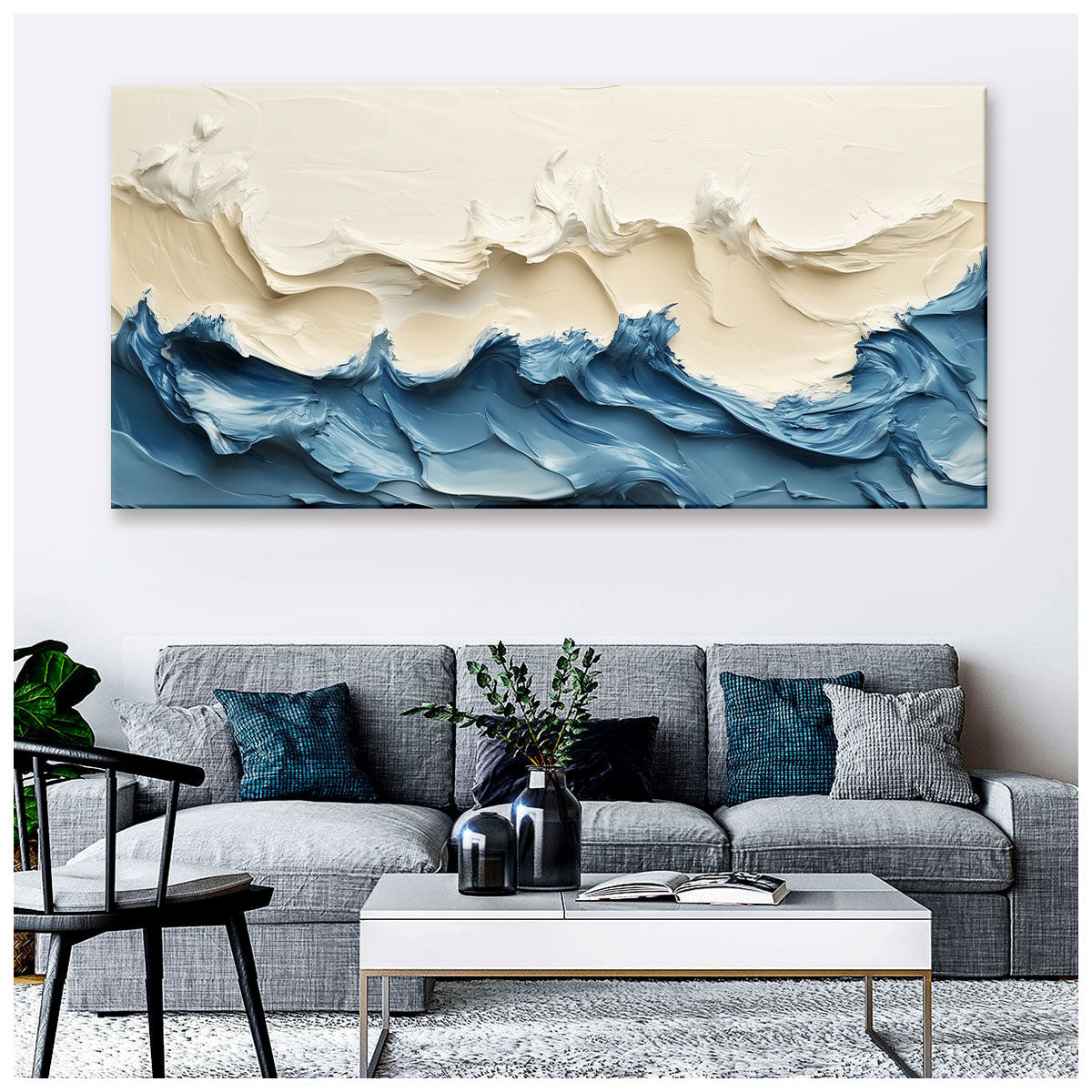 Textured Dynamic Wave Canvas Beach Wall Art