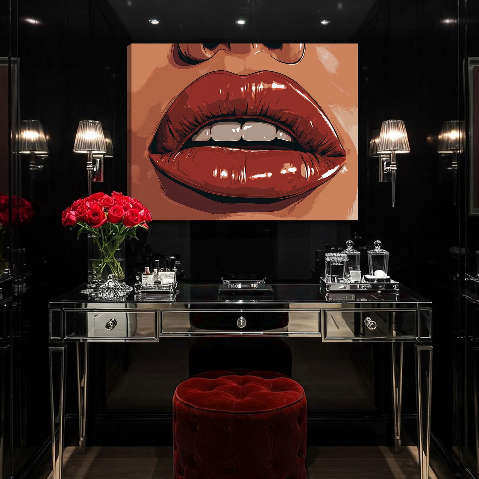 Glam Pop Lips Abstract Wall Art