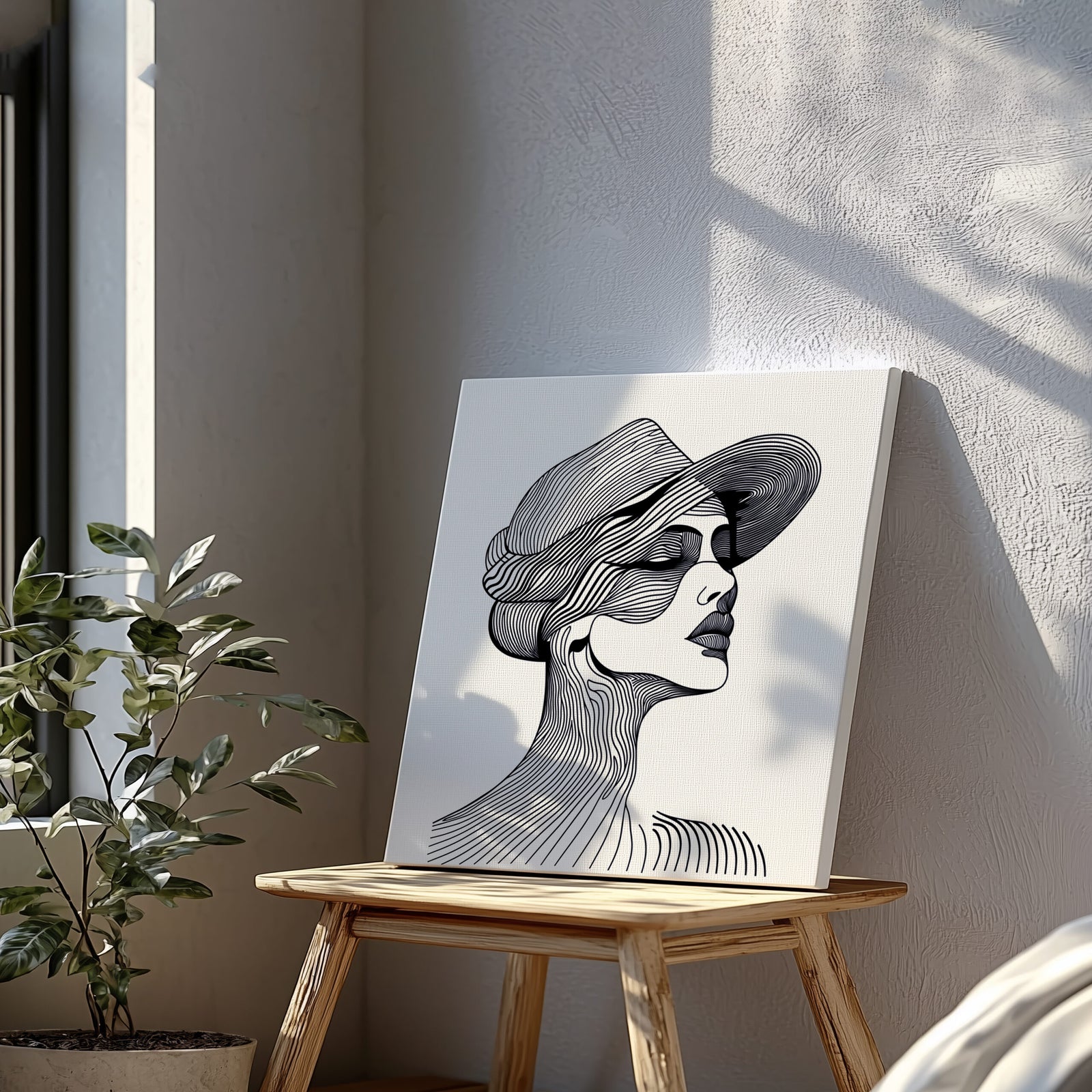 Minimalist Woman Face Patterns Canvas Wall Art