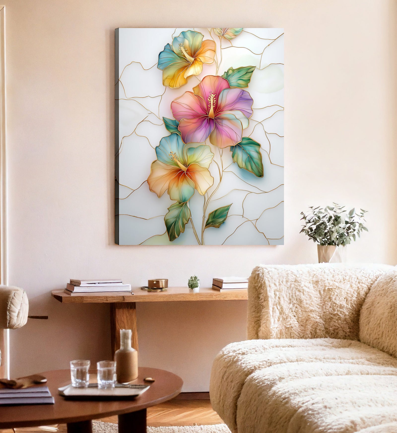 Minimalist Floral Abstract Canvas Wall Art Print