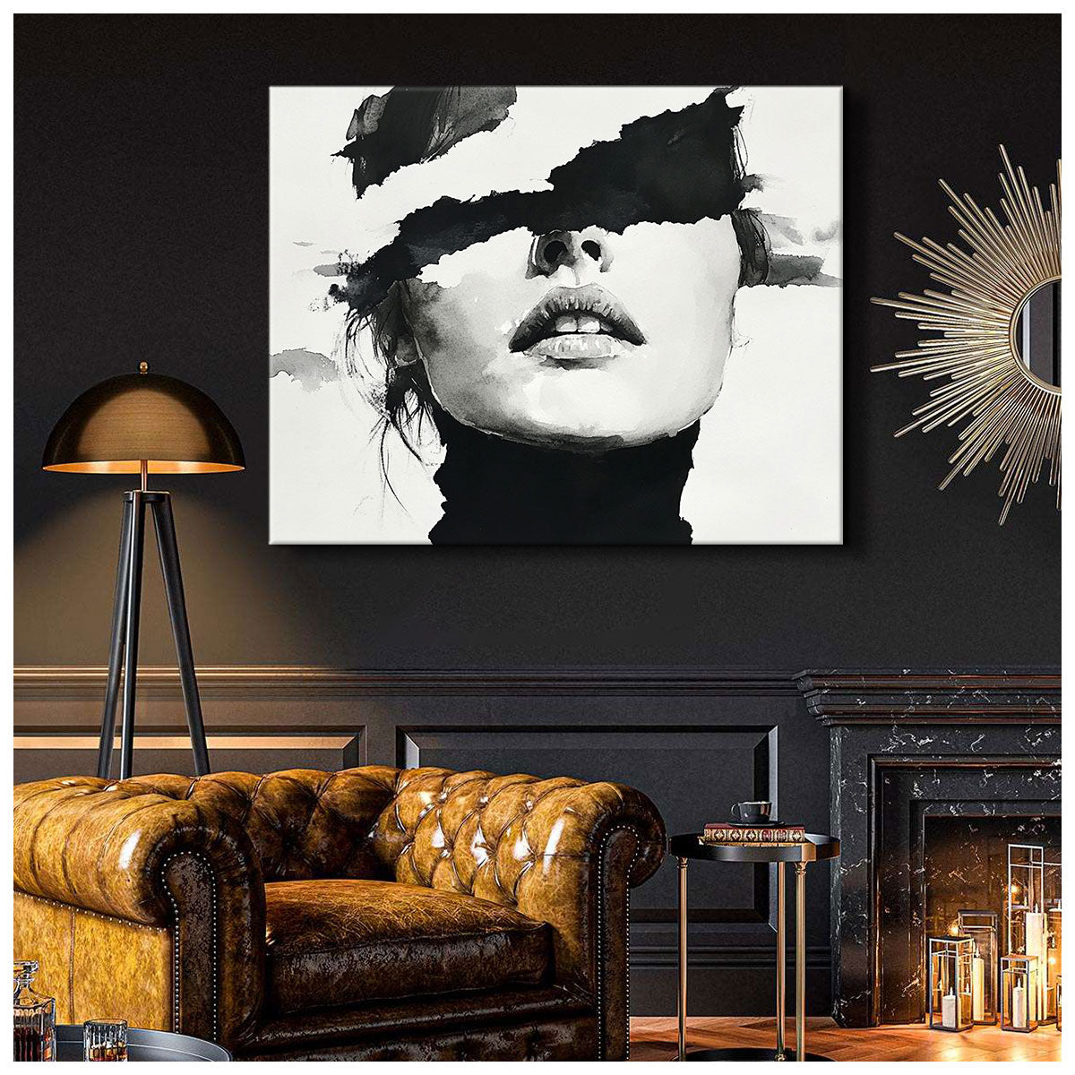 Black And White Abstract Female Portrait Minimalist Wall Art