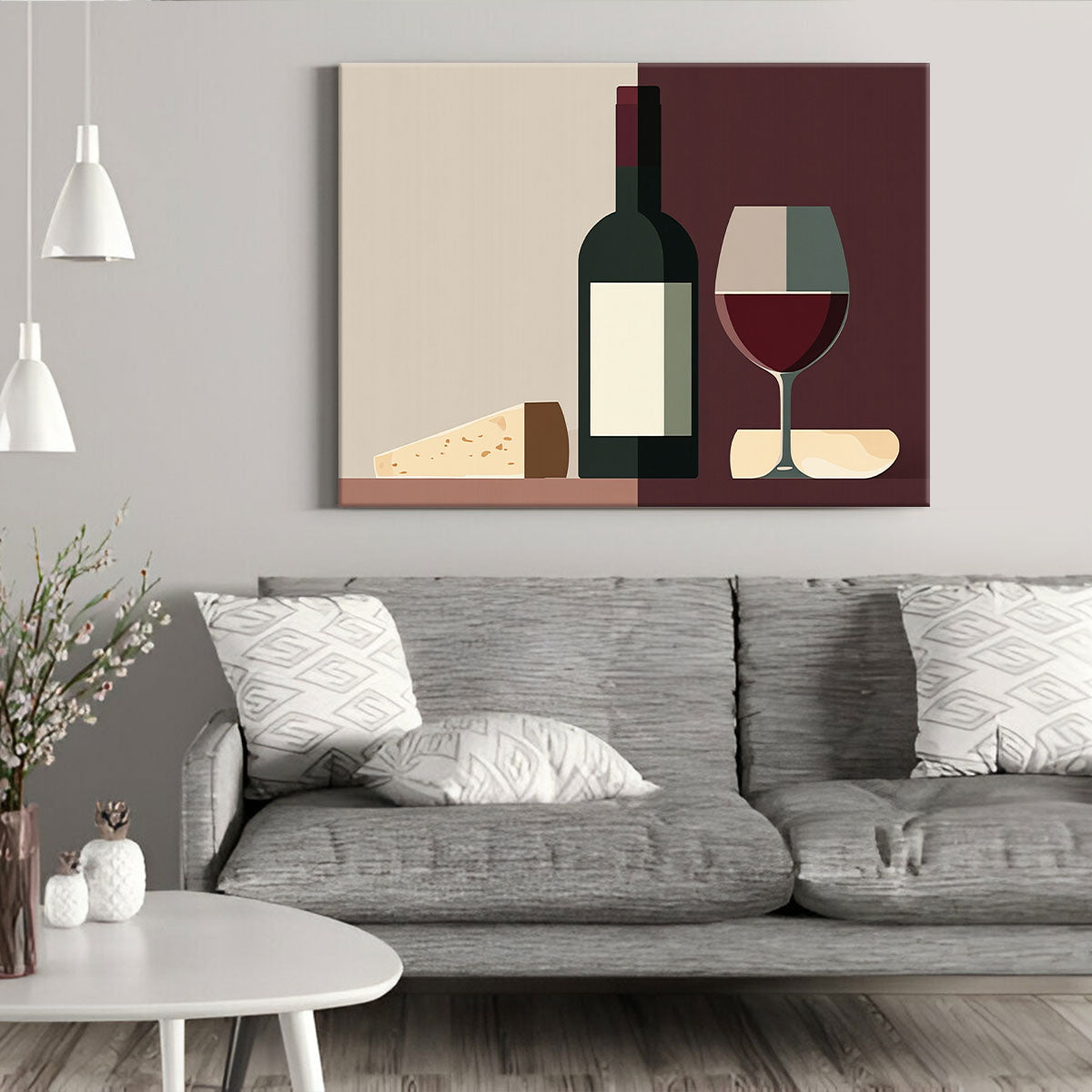 Minimalist Wine Bottle Canvas Wall Art