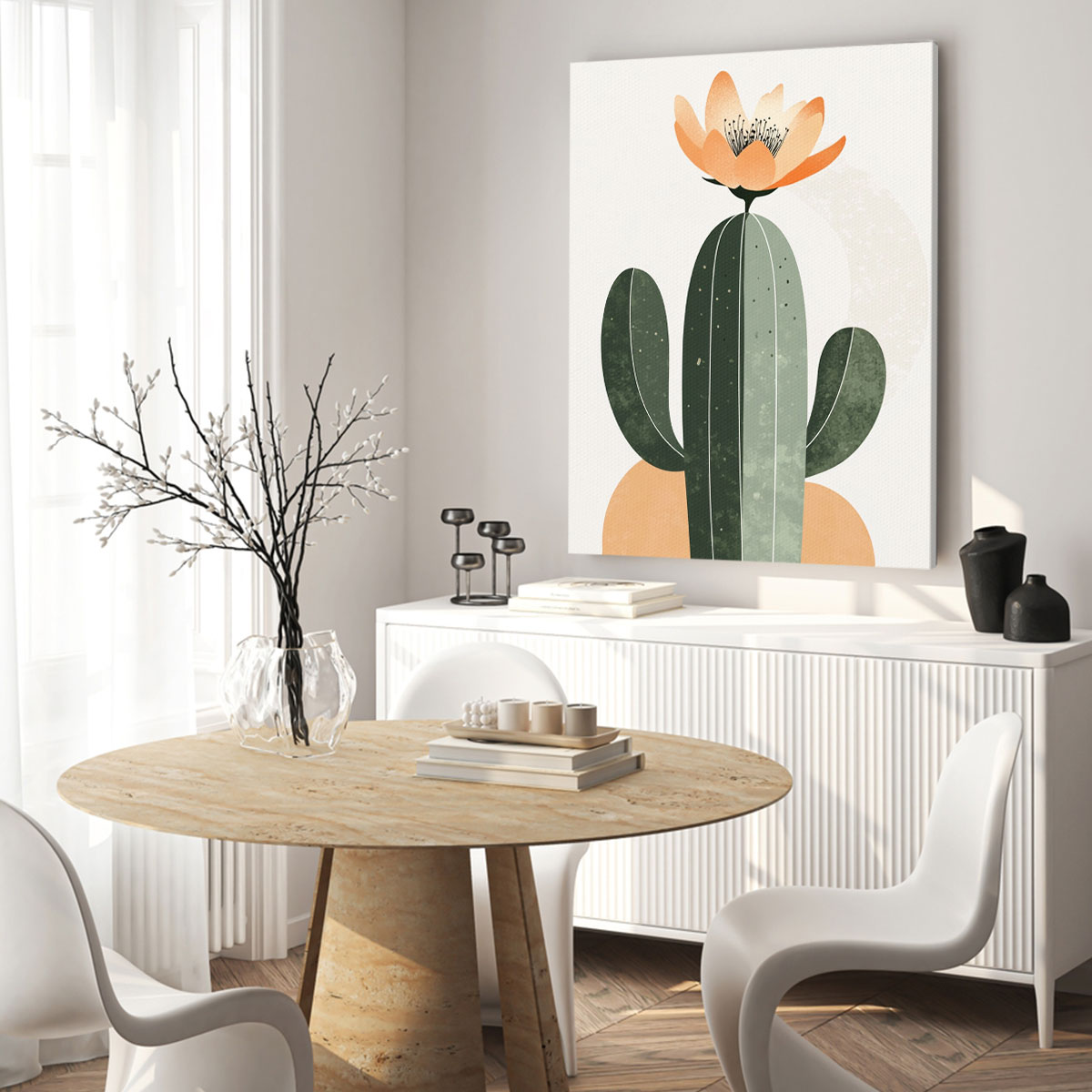 Minimalist Cactus Canvas Wall Art