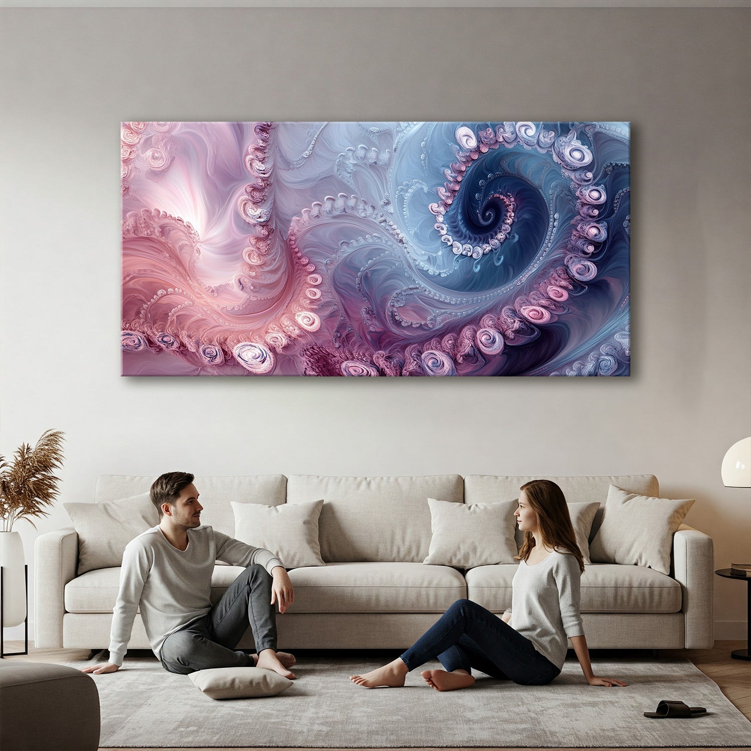 Fluid Abstract Canvas Art in Beige and Neutral Tones