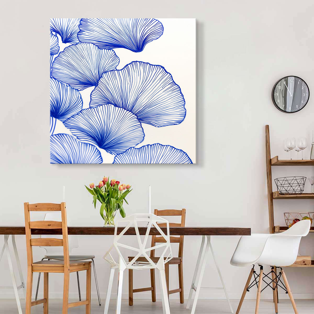 Blue Ginkgo Harmony Print Abstract Art